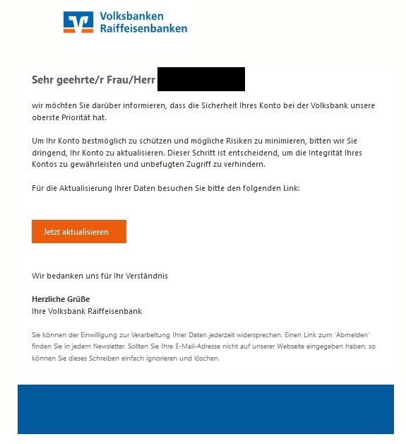 Screenshot Volksbanken Raiffeisenbanken