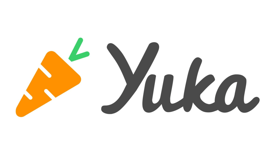 Illustration einer Karotte mit Schriftzug "Yuka" als Logo der gleichnamigen App